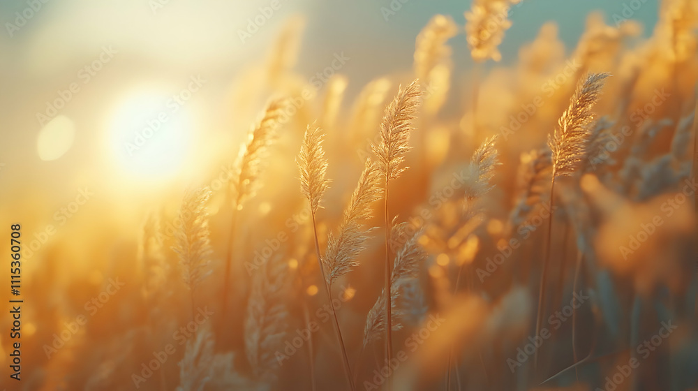 Golden Hour Grassland Sunset Photo Golden Hour Grassland Sunset Photo