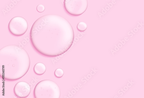 Vector illustration of 3d liquid blobs with gel, oil, collagen, jelly, water texture and glossy surface.