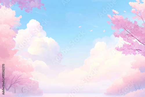 watercolor background with clouds