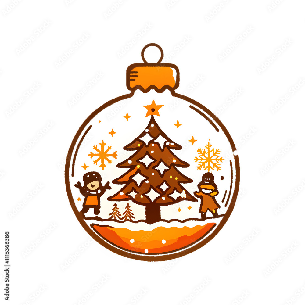 Fototapeta premium Transparent Christmas Tree Bulb with Snowy Scene. Snowy Scene Ornament with Transparent Tree Bulb