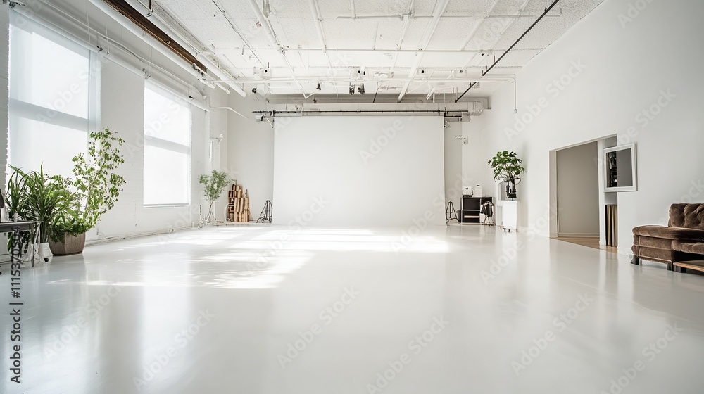 Fototapeta premium Spacious professional photo studio with background