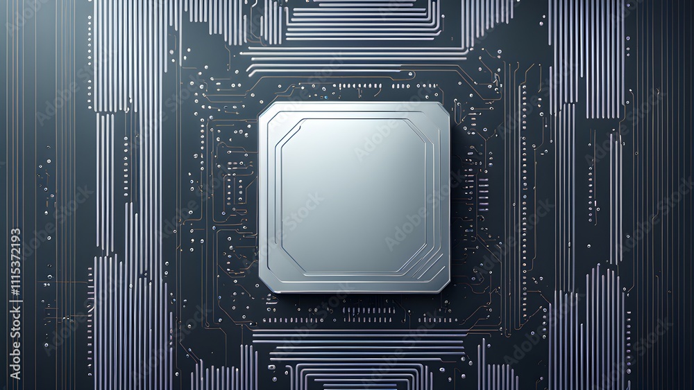 Fototapeta premium A sleek microprocessor on a circuit board, symbolizing technology and innovation.