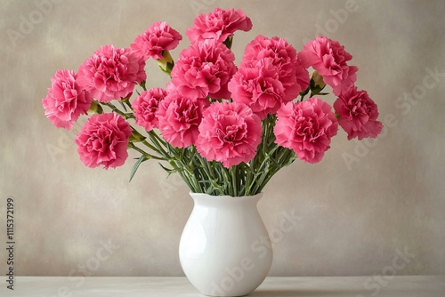 Wallpaper Mural Fresh Pink Carnations in a White Vase on Soft Background Torontodigital.ca
