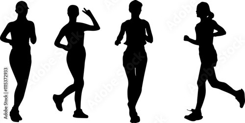 silhouette running woman black shape monochrome graphic element