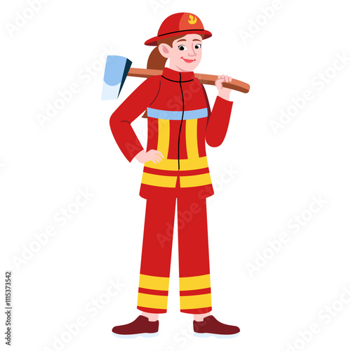 Female Firefighter Illustration