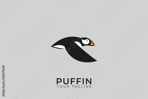 Puffin bird logo silhouette, simple and minimalist puffin logo.