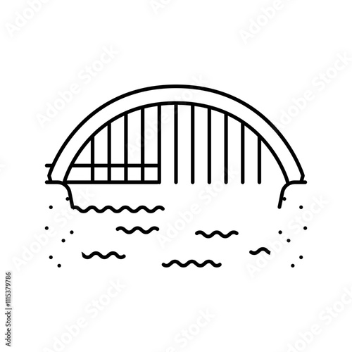 bowstring bridge line icon vector. bowstring bridge sign. isolated contour symbol black illustration