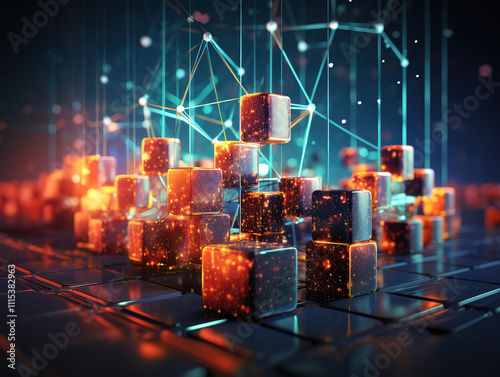 Awesome Blockchain distributed and tamper proof digital ledger technology solid color background