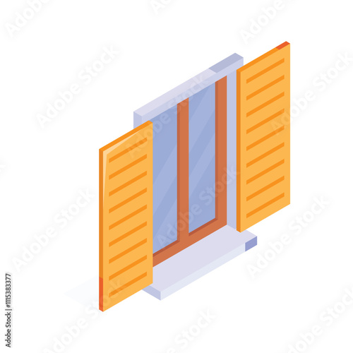 Office room interior, ready to use icon of window