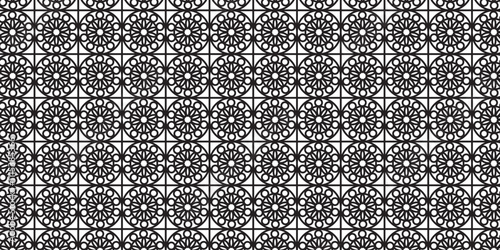 Black and white ornamental design seamless abstract pattern, seamless pattern with circle.