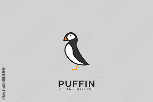 Puffin bird logo silhouette, simple and minimalist puffin logo.