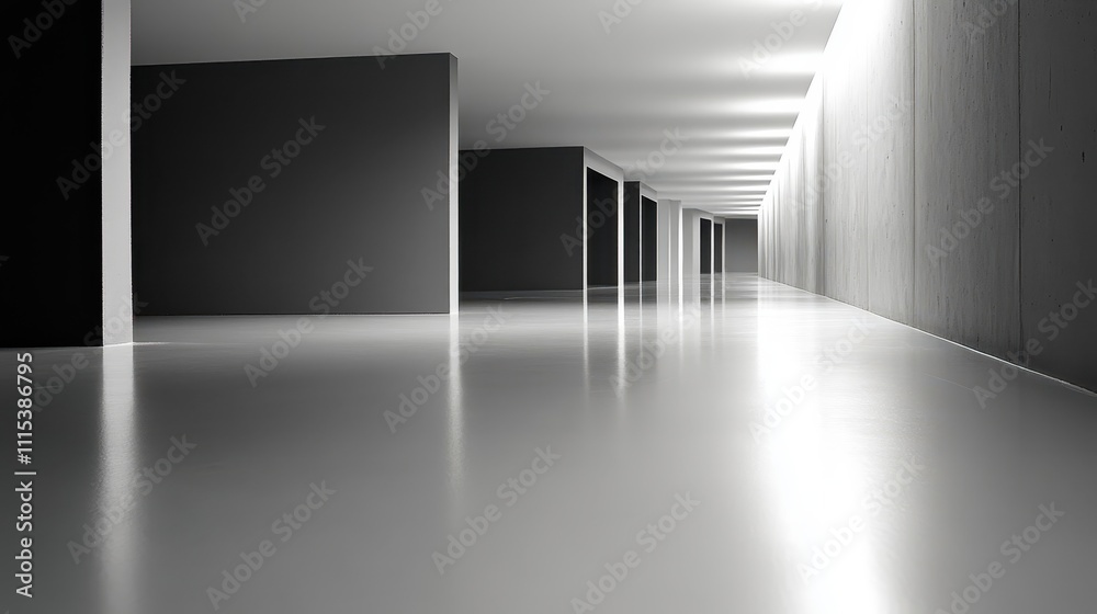 Minimalist Architectural Hallway in Monochrome Minimalist Architectural Hallway in Monochrome