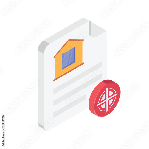 A document with a house symbol, representing property deeds or legal papers