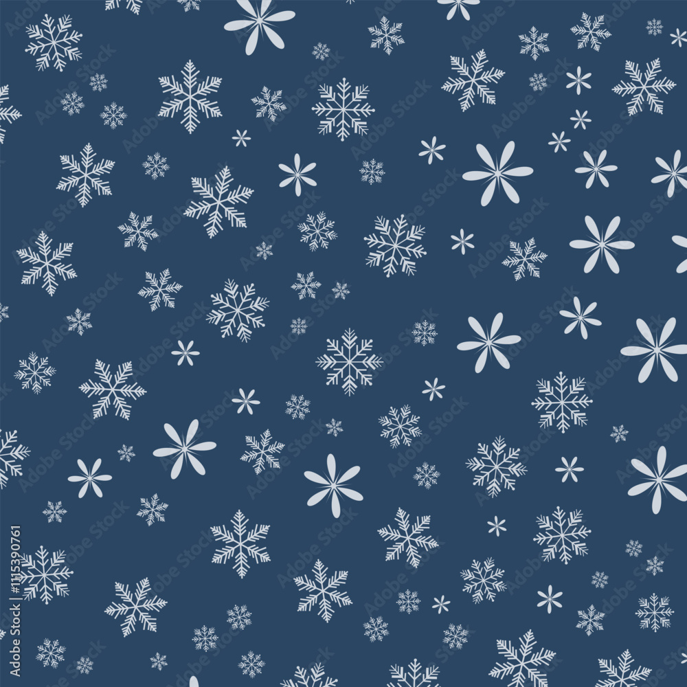 The seamless pattern of snowflakes Vector snowflake background decoration for Christmas The seamless pattern of snowflakes Vector snowflake background decoration for Christmas