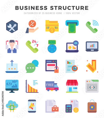 icons set. Business Structure for web. app. vector illustration.
