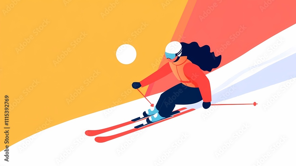 Fototapeta premium The skiers are skiing.
