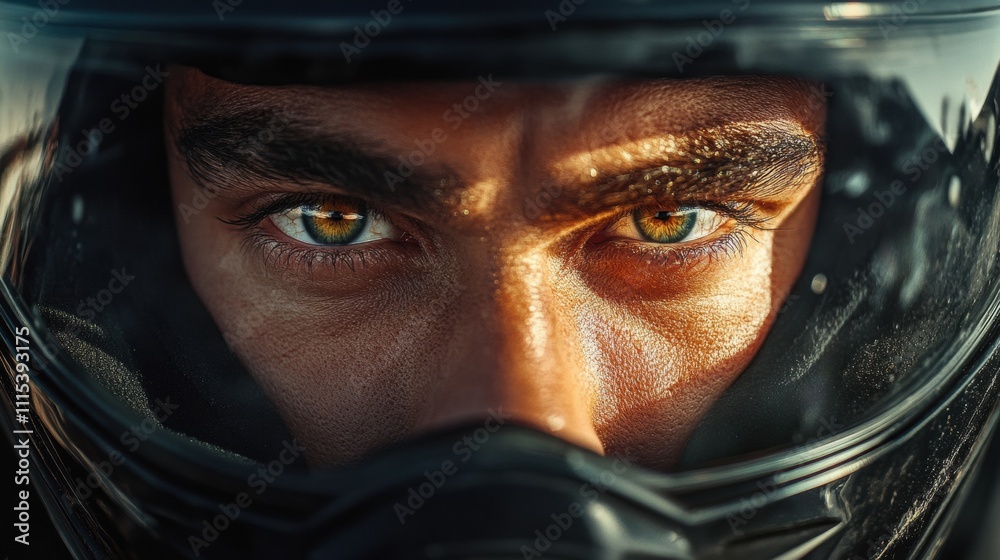 Intense Motorcyclists Eyes, Helmet Closeup, Action, Adventure, Speed, Risk, Danger, Focus, Determina Intense Motorcyclists Eyes, Helmet Closeup, Action, Adventure, Speed, Risk, Danger, Focus, Determina