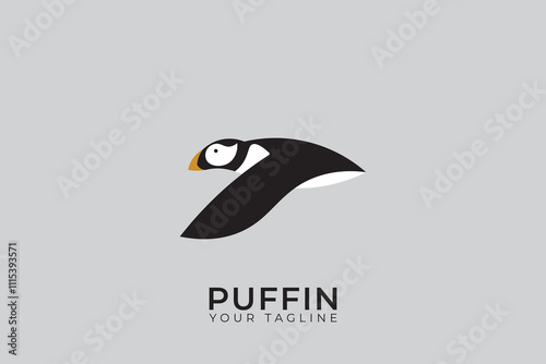 Puffin bird logo silhouette, simple and minimalist puffin logo.