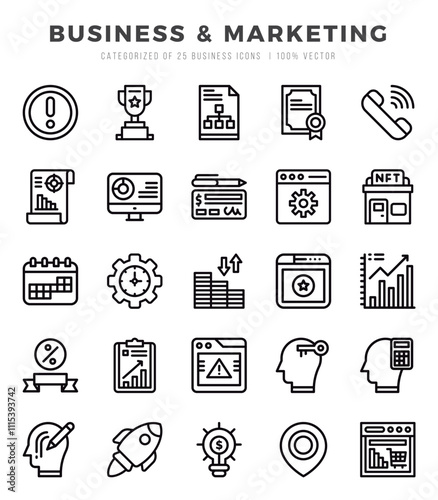 Business & Marketing Icons Pack. Lineal icons set. Lineal icon collection set.