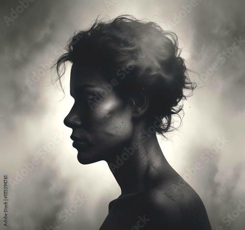 Illustration of human face in dramatic smoke.