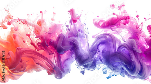 Pink, Brown, Purple liquid colour mixed isolated on a transparent background
