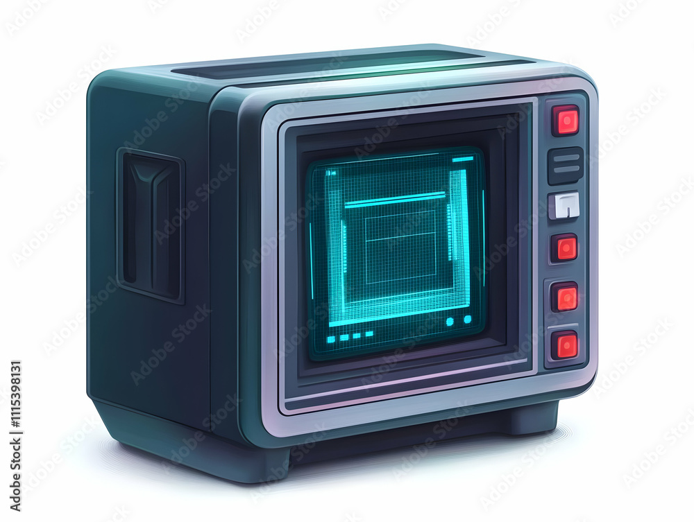 Fototapeta premium Futuristic Biometric Security Device with LED Indicators - Macro Flat Vector Illustration