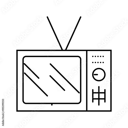 tv elderly leisure line icon vector. tv elderly leisure sign. isolated contour symbol black illustration