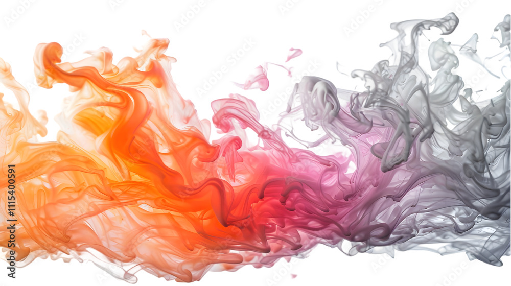 Fototapeta premium Pink, Grey, Orange liquid colour mixed isolated on a transparent background