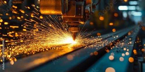 Steel cutting machine in action, efficiently cutting steel to precise dimensions. The steel cutting machine showcases its capabilities in delivering accurate steel cuts for various applications.