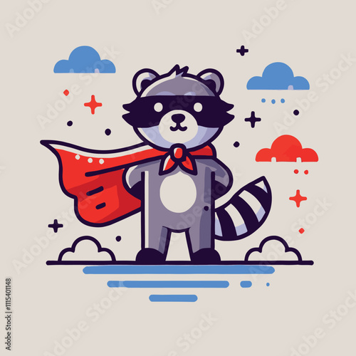 cartoon of a raccoon wearing a superhero cape