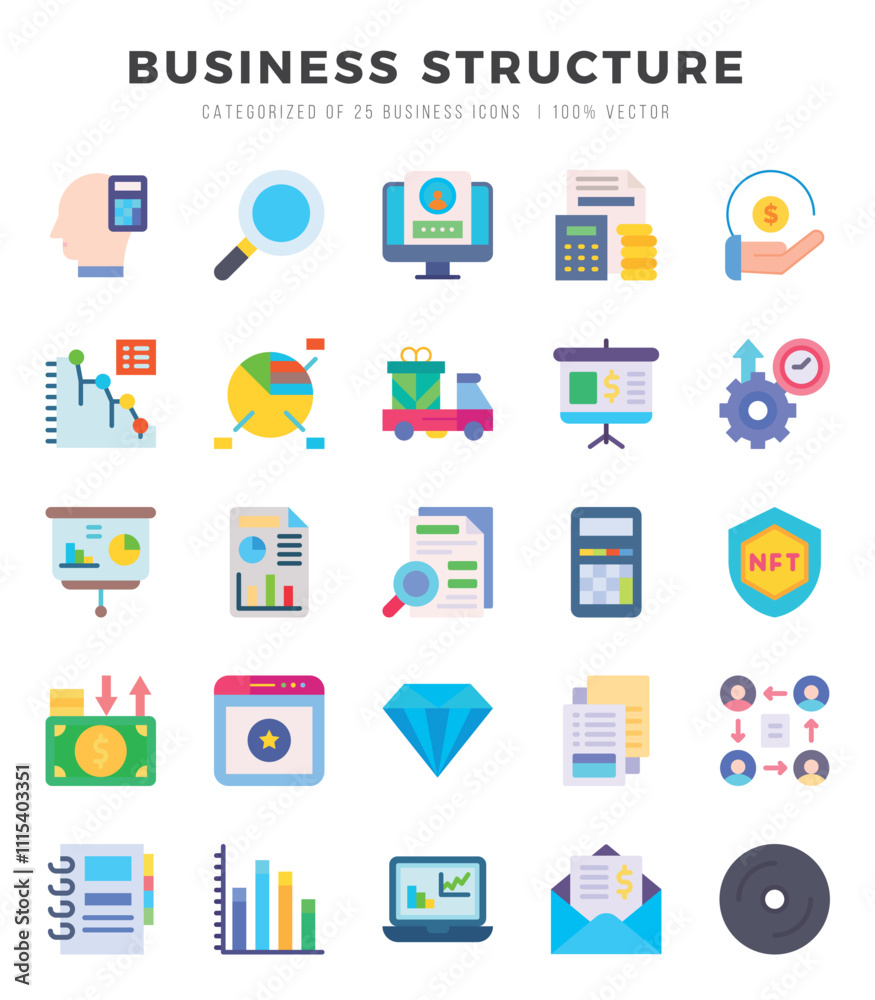Business Structure Flat icons collection. Flat icons pack. Vector illustration Business Structure Flat icons collection. Flat icons pack. Vector illustration