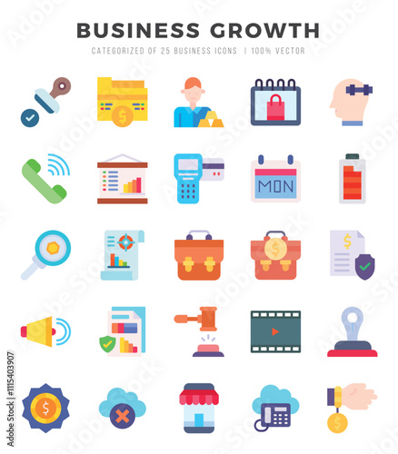 icons set. Business Growth for web. app. vector illustration.