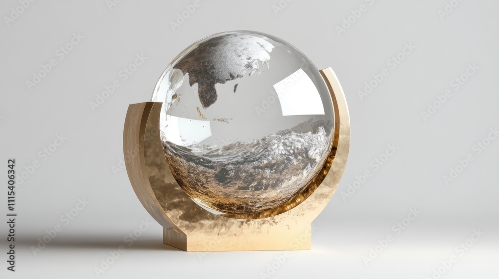 Fototapeta premium Beautiful Crystal Globe with Golden Base for Home or Office Decor