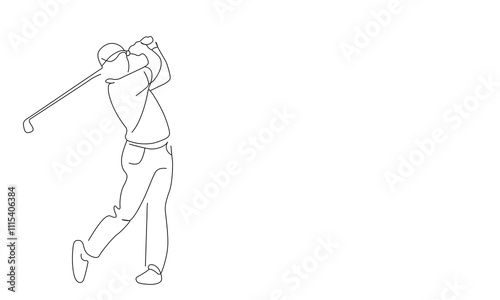 Line art of a golf player copy space vector art illustration.