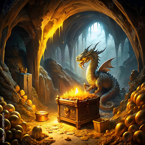 The Dragon's Lair: Secrets of Gold and Ancient Runes Within the Cave photo