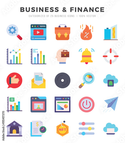 Simple Set of Business & Finance Related Vector Flat Icons.