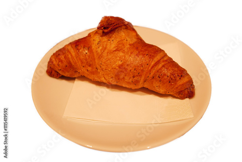 Isolated plate of plain butter croissant on white plate