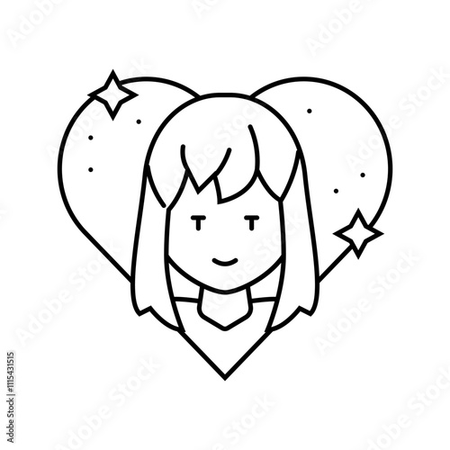 waifu otaku line icon vector. waifu otaku sign. isolated contour symbol black illustration