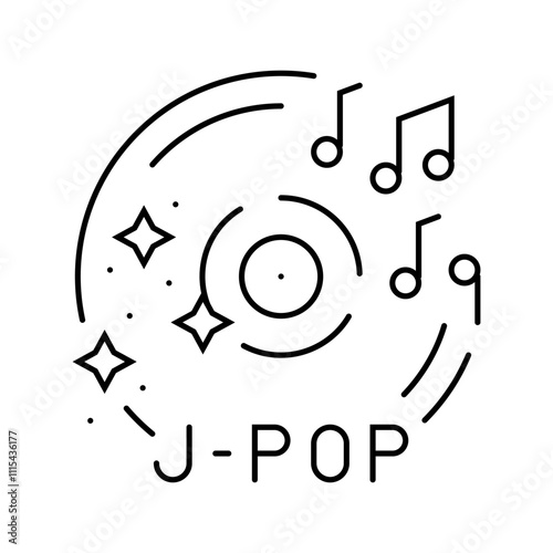 jpop otaku line icon vector. jpop otaku sign. isolated contour symbol black illustration