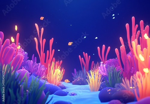 A breathtaking underwater world filled with vibrant coral reefs and schools of colorful fish swimming gracefully. This serene marine environment showcases the beauty and diversity of sea life, offerin photo