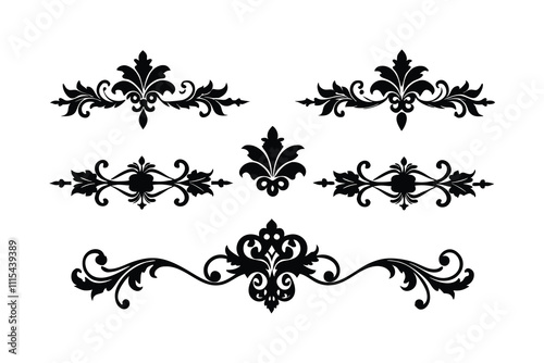 Elegant Floral Ornament Design set Pack  Baroque Damask Styles