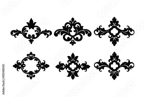 Elegant Floral Ornament Design set Pack  Baroque Damask Styles