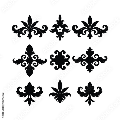 Elegant Floral Ornament Design set Pack  Baroque Damask Styles