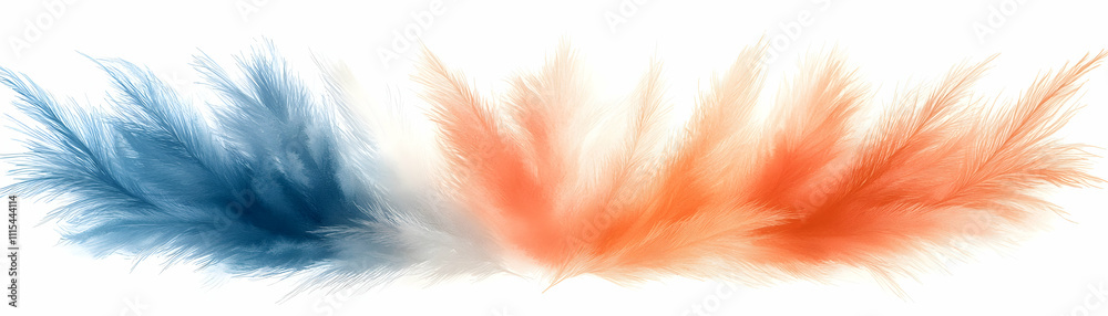 Blue and orange feather design. Blue and orange feather design.