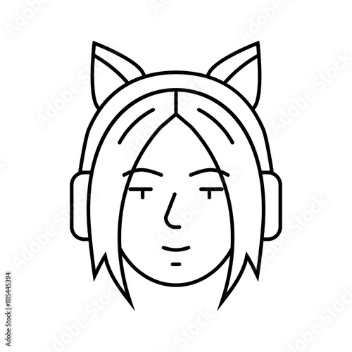 woman otaku avatar line icon vector. woman otaku avatar sign. isolated contour symbol black illustration