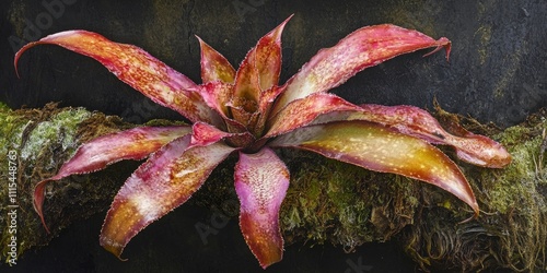 Neoregelia johannis is a unique species of flowering plant belonging to the Bromeliaceae family. This epiphytic flowering plant showcases the stunning diversity of Neoregelia johannis within tropical photo