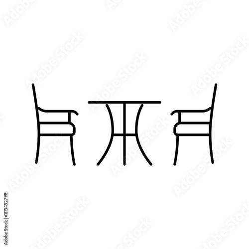 bistro set outdoor furniture line icon vector. bistro set outdoor furniture sign. isolated contour symbol black illustration