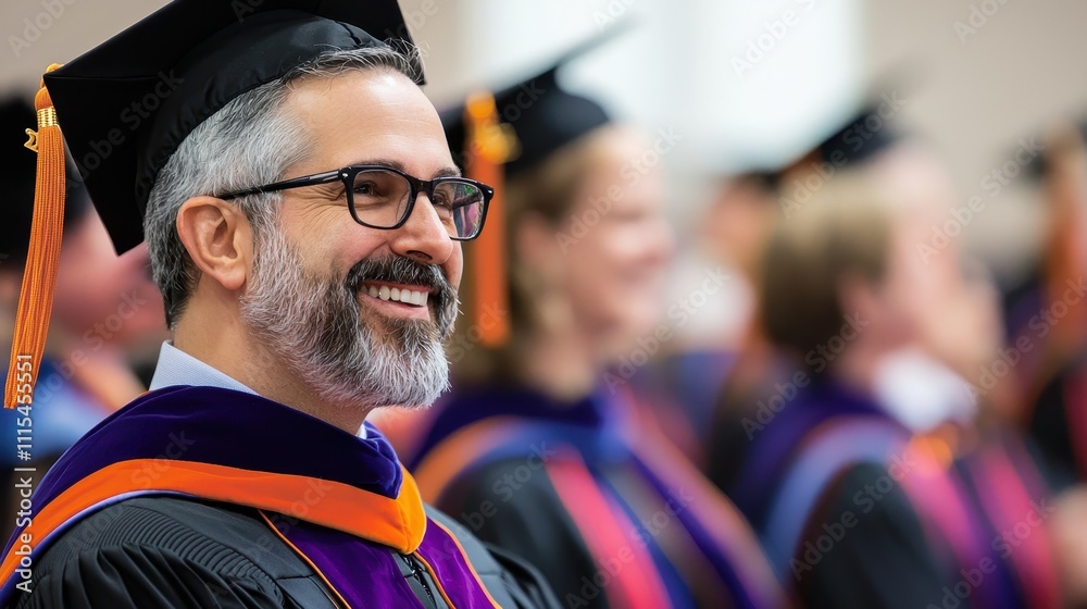 Fototapeta premium Scholars university graduation celebrating achievements in a joyful auditorium atmosphere