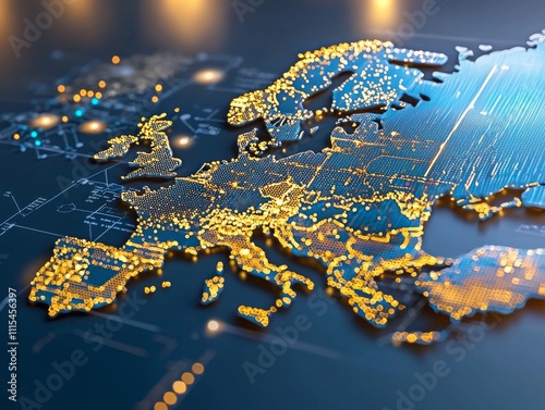 Mapping europe's digital landscape illuminated data visualization in a modern tech environment