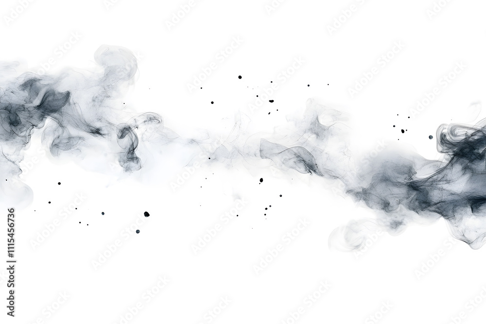 Fototapeta premium Watercolor smoke abstract background isolated on white